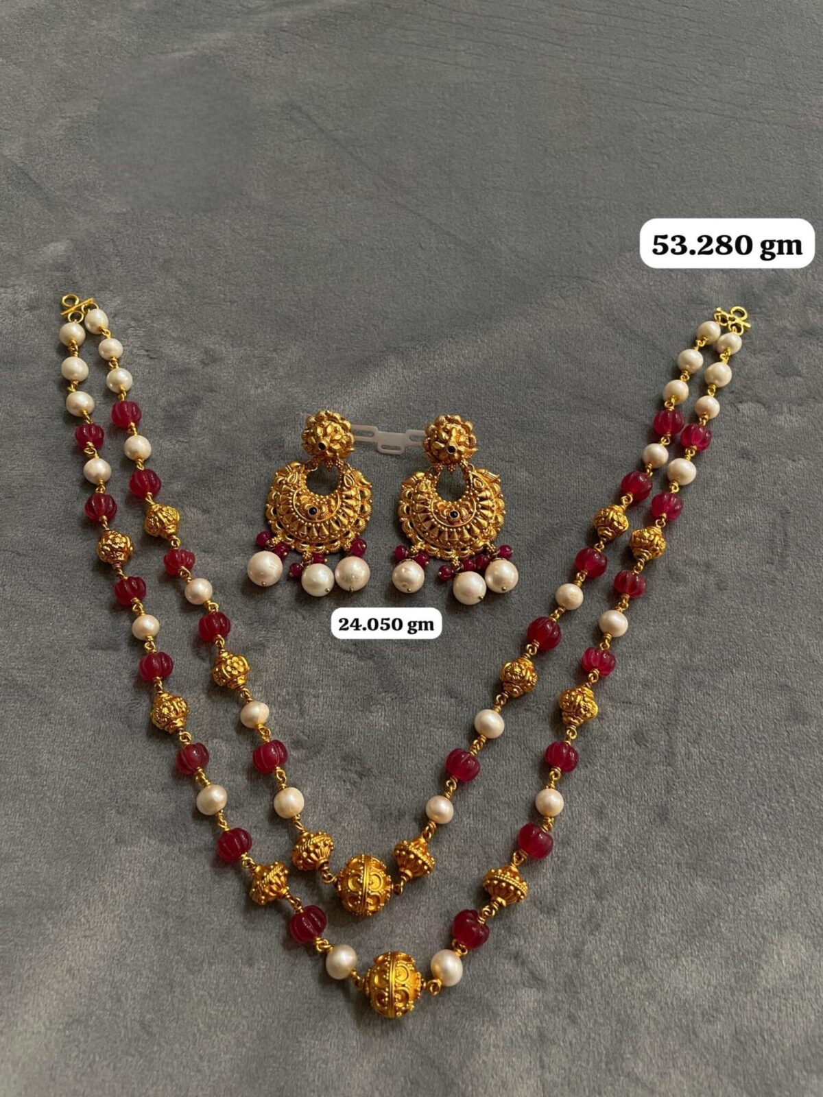 Temple Half Necklace With Earing in Pure Silver 925 BIS Hallmarked