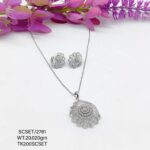 Elegant floral Pendent Necklace Set in Sterling Silver925