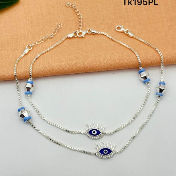 Elegant Evil Eye Payal/Anklet in Pure 925 Silver BIS Hallmarked