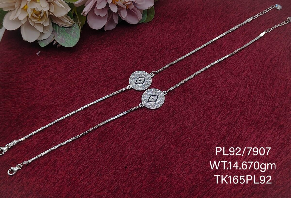 Elegant Evil Eye Payal/Anklet in Pure 925 Silver BIS Hallmarked - Image 1