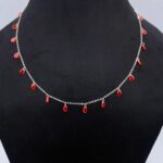 Red Stone Necklace in Sterling Silver 925