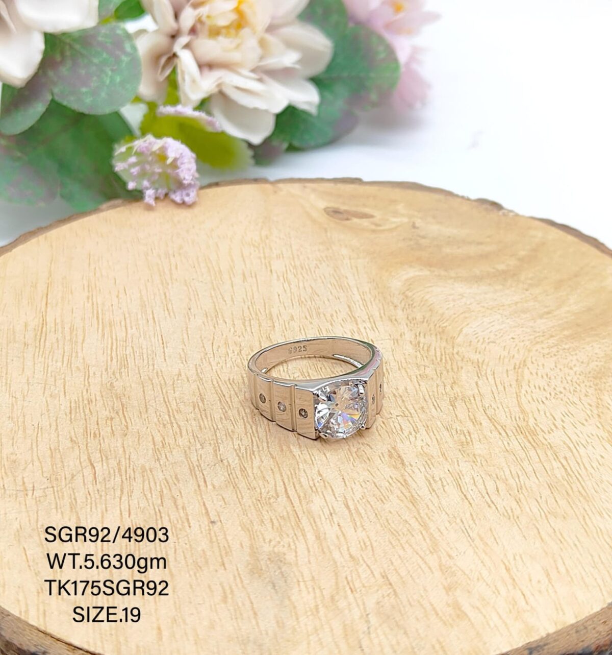 Solitaire Gents Ring in Sterling Silver Pure 925 BIS Hallmarked - Image 1