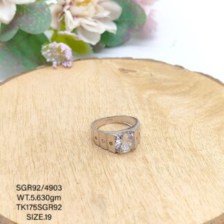 Solitaire Gents Ring in Sterling Silver Pure 925 BIS Hallmarked