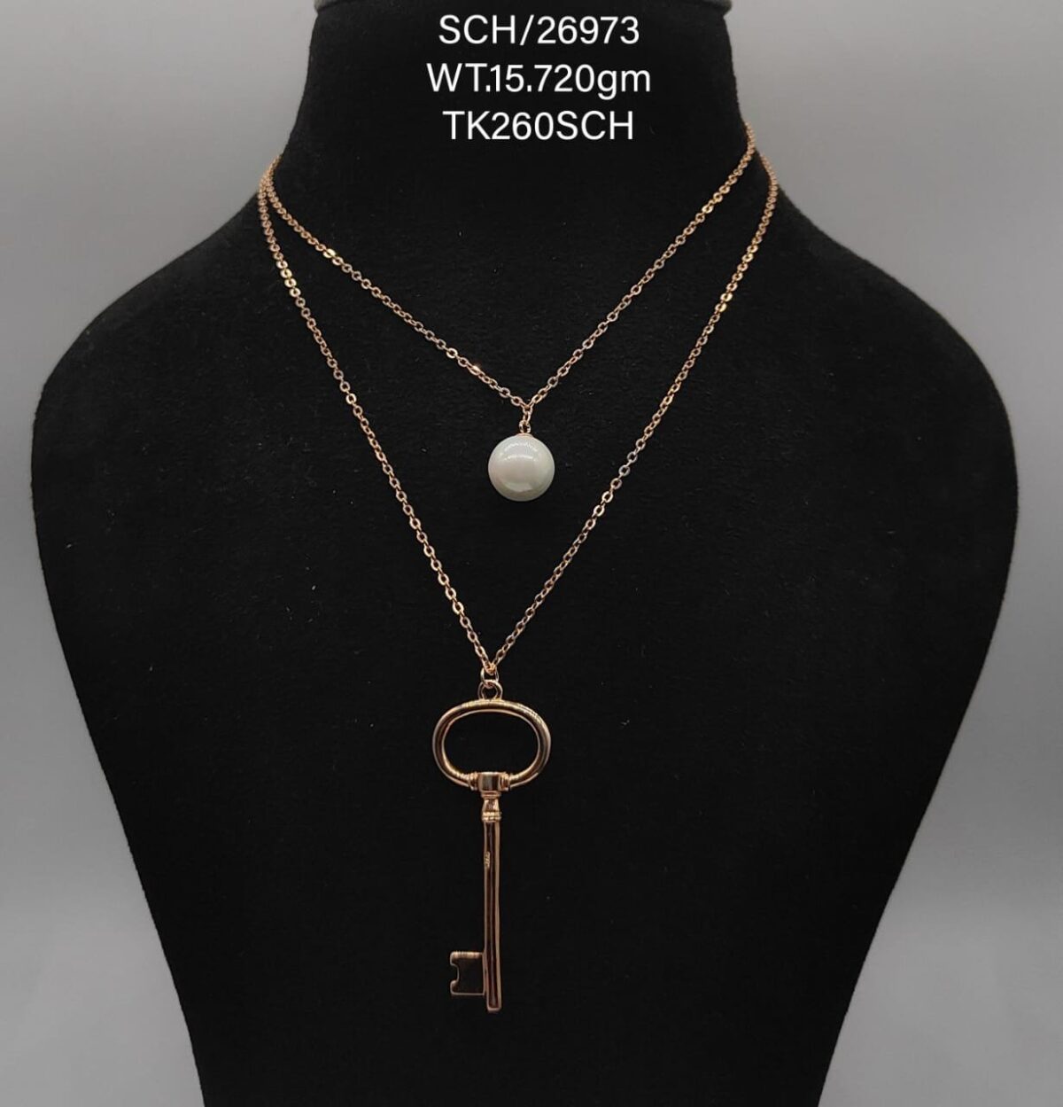 Dual Chain with key Pendent in Sterling Silver
