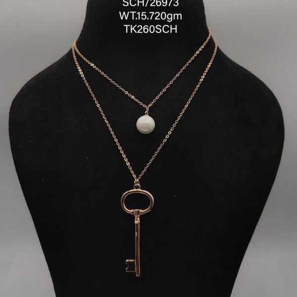 Dual Chain with key Pendent in Sterling Silver