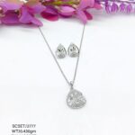 Elegant Floral Pendent Necklace Set in Sterling Silver925