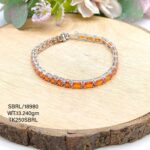 Vibrant Orange Crystal Bracelet in Sterling Silver Pure 925