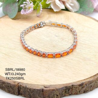 Vibrant Orange Crystal Bracelet in Sterling Silver Pure 925