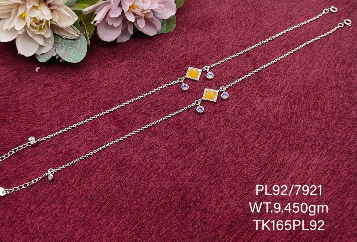 Elegant Diamond Drop Payal/Anklet in Pure 925 Silver BIS Hallmarked - Image 1