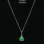 Chain with Vibrant Green&White Pendent in Sterling Silver