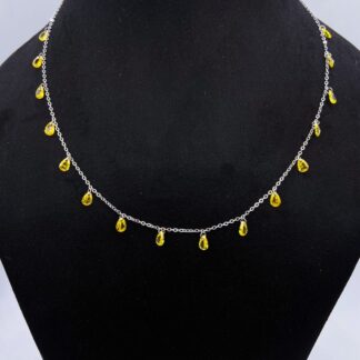 Vibrant Yellow & White Square Beads Necklace in Sterling Silver 925