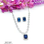 Stunning  Blue Sapphire Necklace and Earrings set in Sterling Silver 925