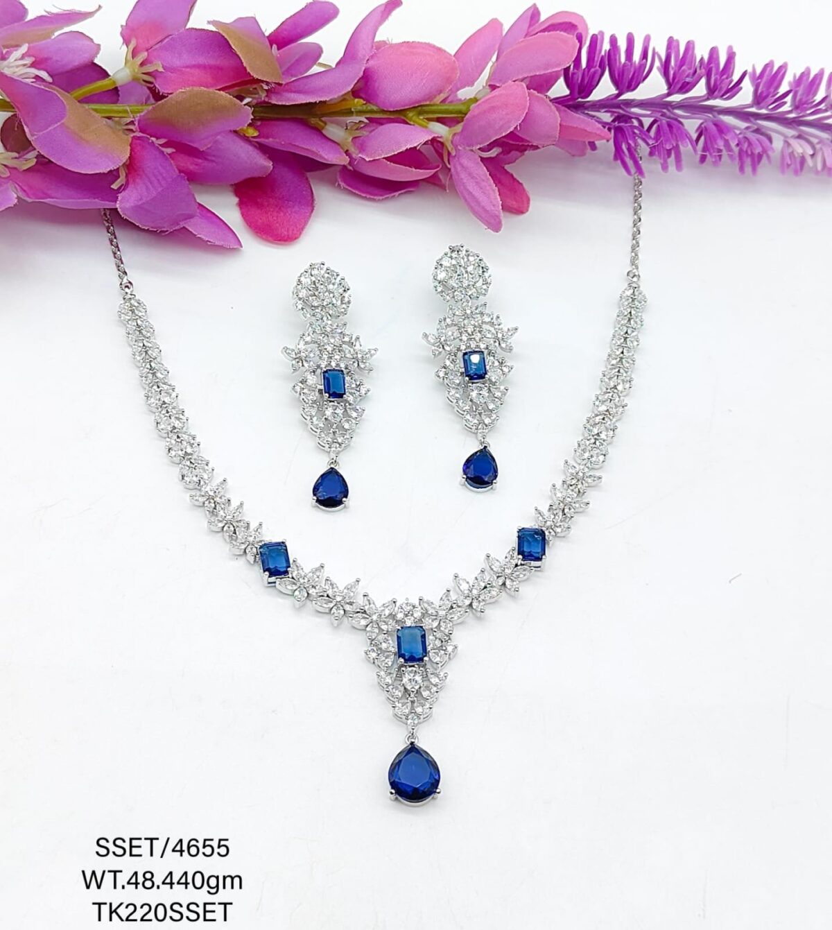 Stunning  Blue Sapphire Necklace  set in Sterling Silver 925 - Image 1