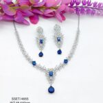 Stunning  Blue Sapphire Necklace  set in Sterling Silver 925