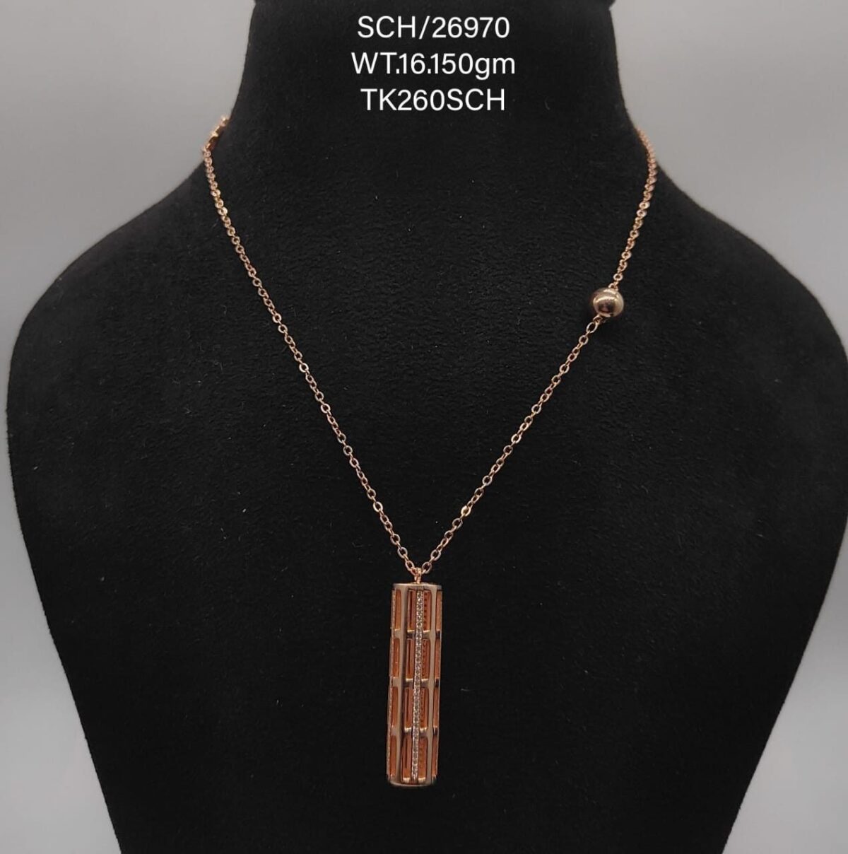 Chain with Rectangle Pendent in Sterling Silver - Image 1