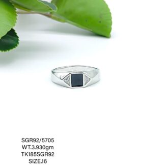 Black Stone Gents Ring in Sterling Silver Pure 925 BIS Hallmarked