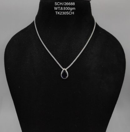 Chain with Blue Stone Pendant in Sterling Silver 925