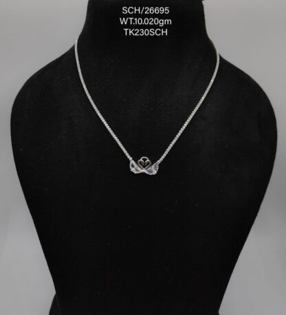 Chain with Crown Heart Pendant in Sterling Silver 925