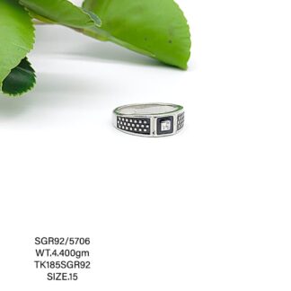 Black Stone Gents Ring in Sterling Silver Pure 925 BIS Hallmarked