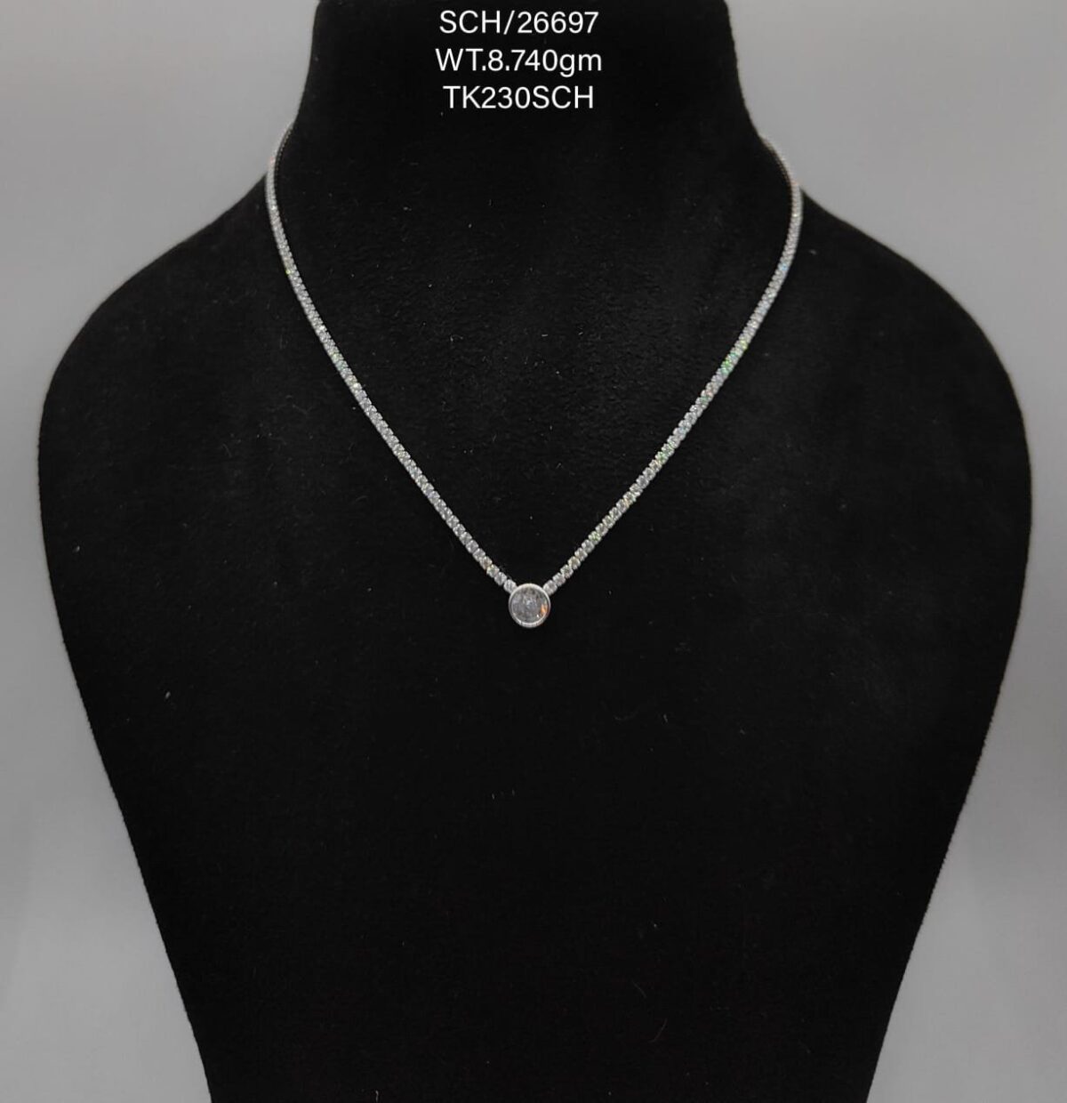 Chain with Dazzling Diamond Pendant in Sterling Silver 925