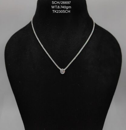 Chain with Dazzling Diamond Pendant in Sterling Silver 925