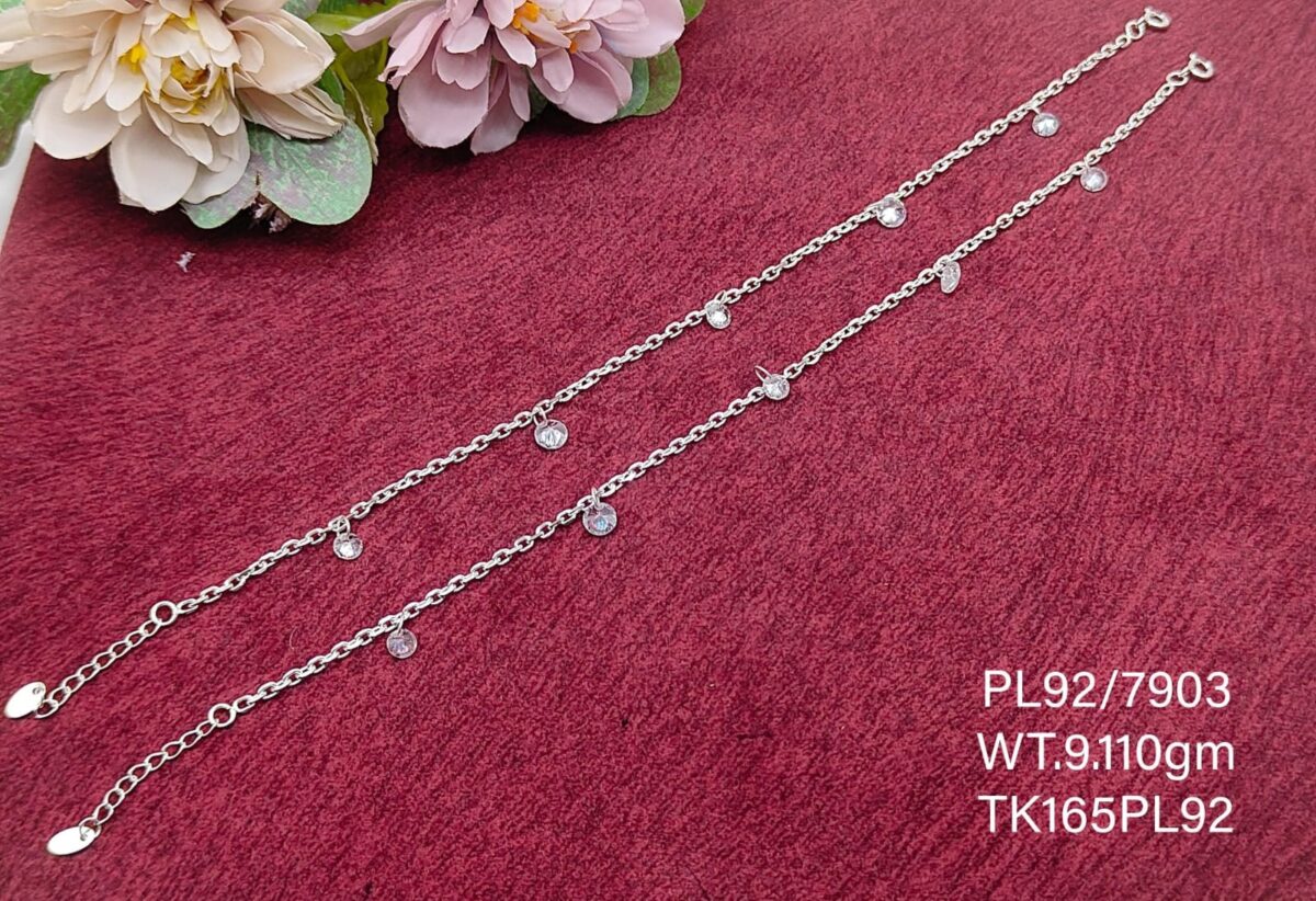 Elegant Stoned Payal/Anklet in Pure 925 Silver BIS Hallmarked - Image 1