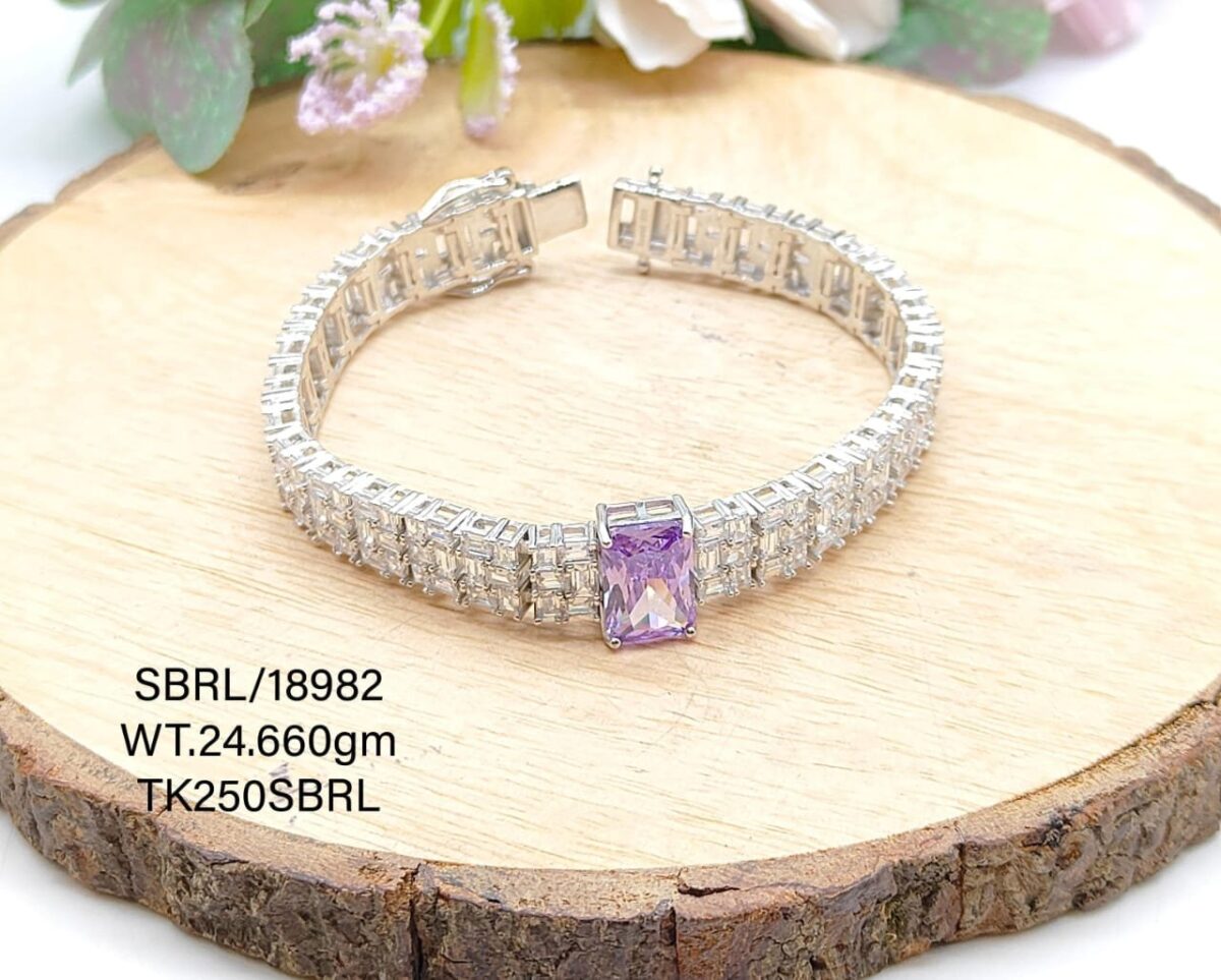 Stunning Diamond Crystal Bracelet in Sterling Silver Pure 925