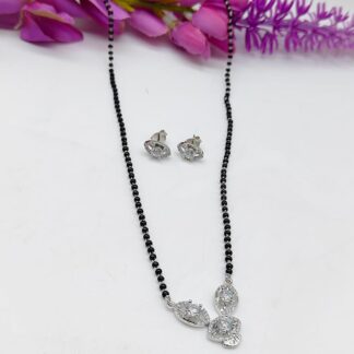 Solitaire Mangalsutra With Dashing Earring In Pure Silver