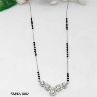 Solitaire Pretty Mangalsutra in White Stone In Pure Silver