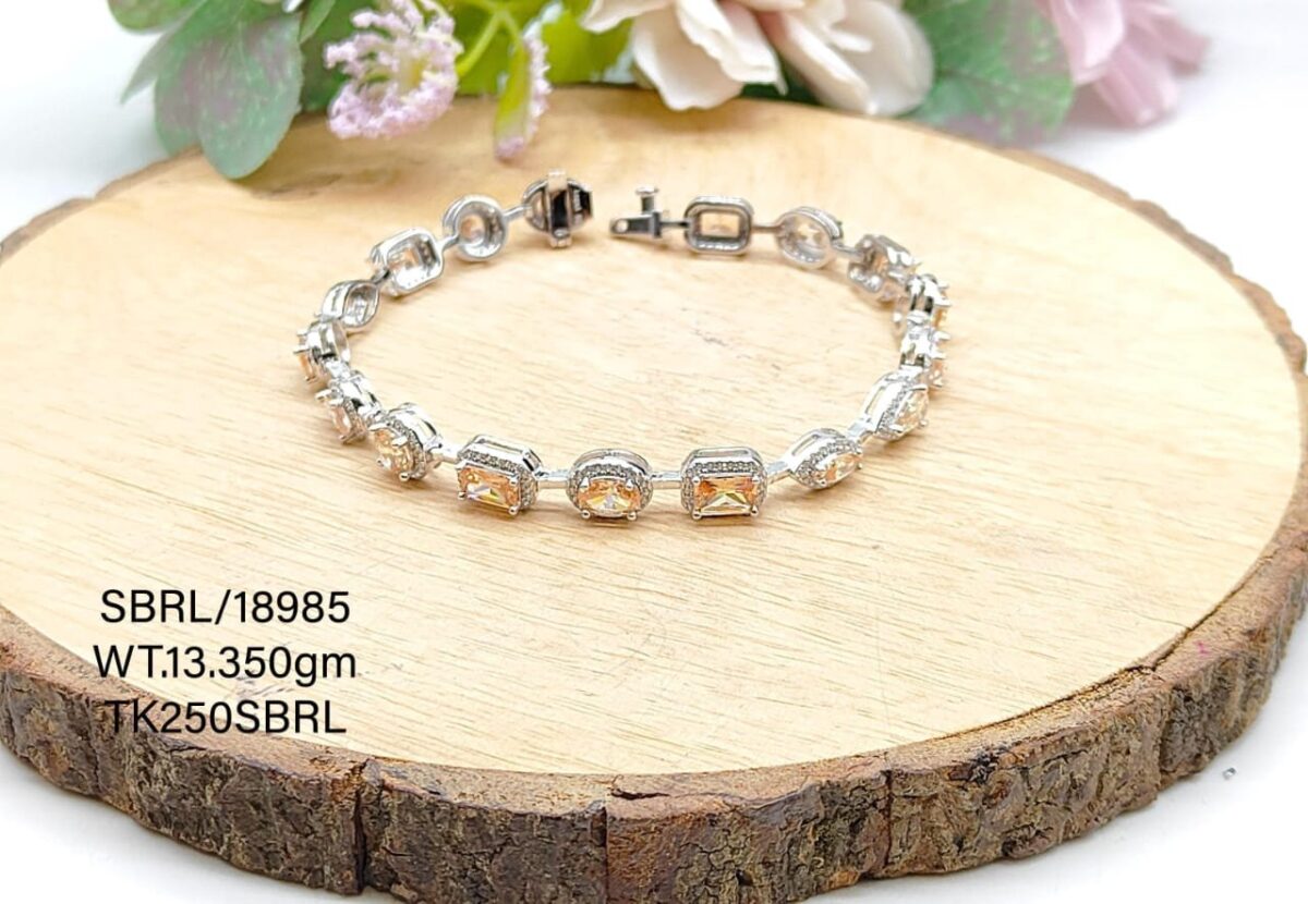 Stunning Diamond Crystal Bracelet in Sterling Silver Pure 925 - Image 1