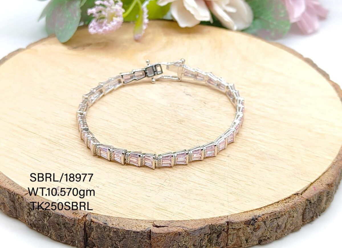 Stunning Diamond Crystal Bracelet in Sterling Silver Pure 925