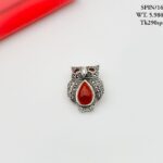 Exquisite Red Owl Brooch in Pure Silver 925 BIS Hallmarked