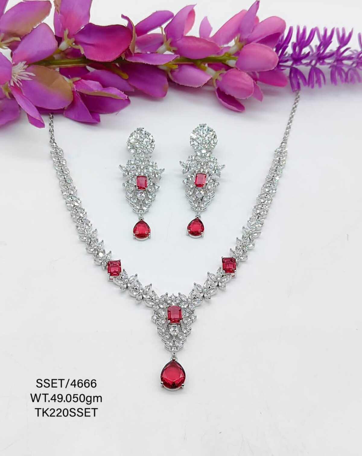 Stunning  Red Stone Necklace  set in Sterling Silver 925 - Image 1