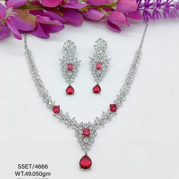 Stunning Red Stone Necklace set in Sterling Silver 925