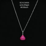 Chain with Vibrant Pink Solitaire Pendent in Sterling Silver