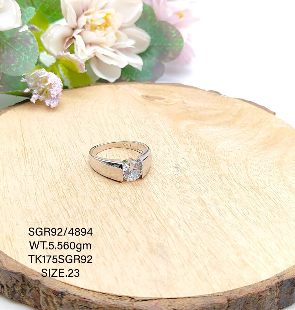 Solitaire Gents Ring in Sterling Silver Pure 925 BIS Hallmarked - Image 1