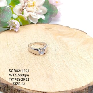 Solitaire Gents Ring in Sterling Silver Pure 925 BIS Hallmarked