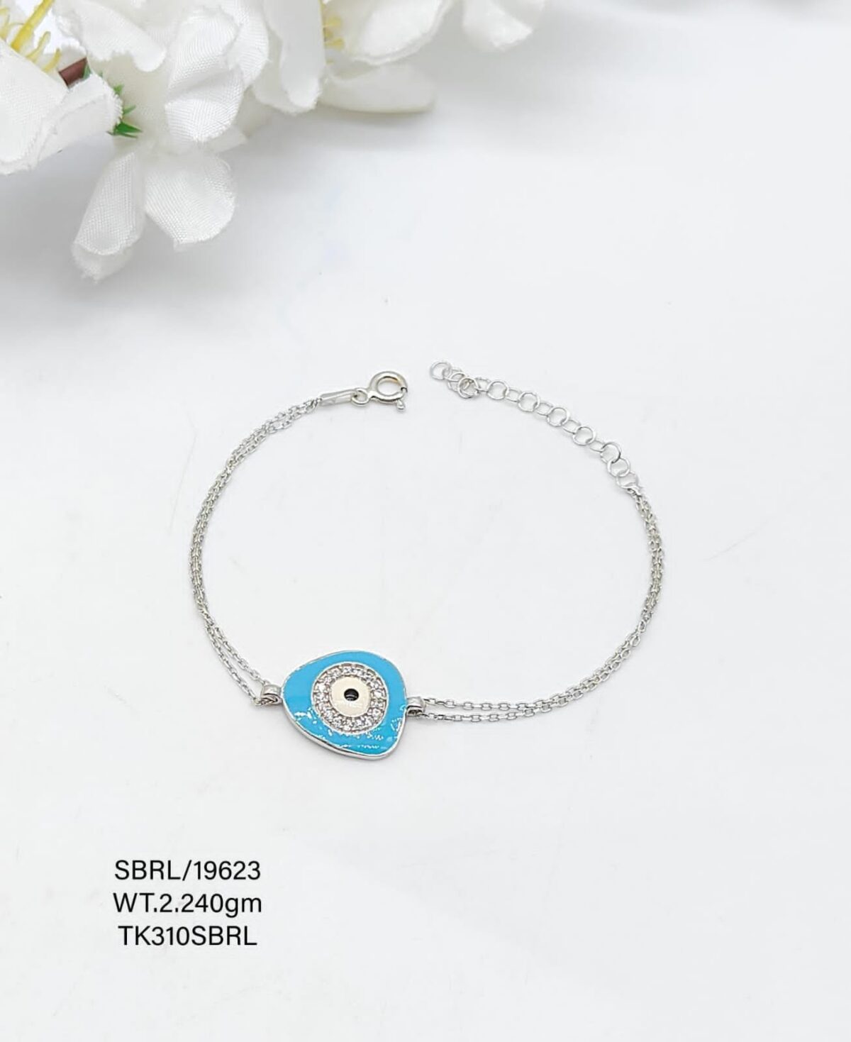 Stunning Evil Eye Beads Bracelet in Sterling Silver Pure 925 - Image 1