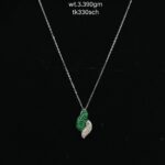 Chain with Vibrant Green&White Pendent in Sterling Silver