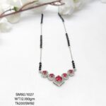 Red Stone Mangalsutra With Dashing Earring In Pure Silver