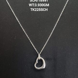 Chain with Heart Pendent in Sterling Silver 925