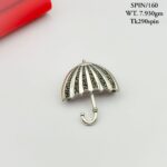 Elegant Silver Umbrella Brooch in Pure Silver 925 BIS Hallmarked