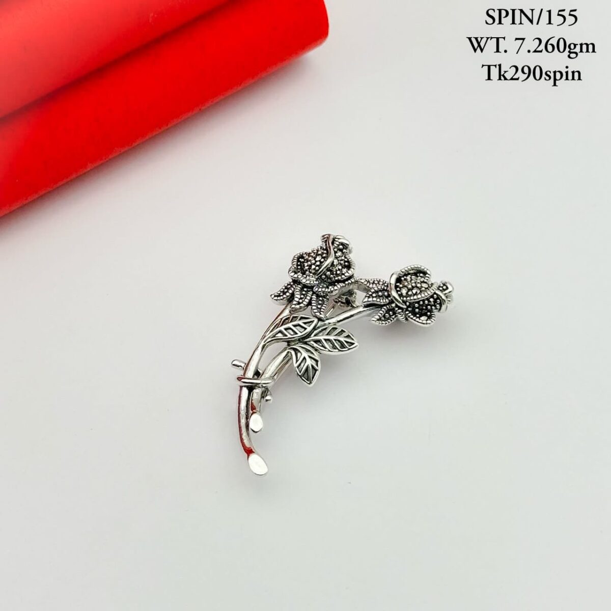 Elegant Floral Metal Brooch in Pure Silver 925 BIS Hallmarked