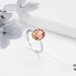 Stunning Orange Stone Ladies Ring in Sterling Silver 925