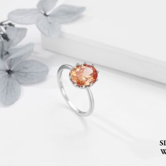 Stunning Orange Stone Ladies Ring in Sterling Silver 925