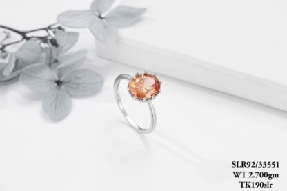 Stunning Orange Stone Ladies Ring in Sterling Silver 925