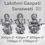 Lakshmi Ganesh Saraswati Idol in Pure Silver 925 Hallmarked