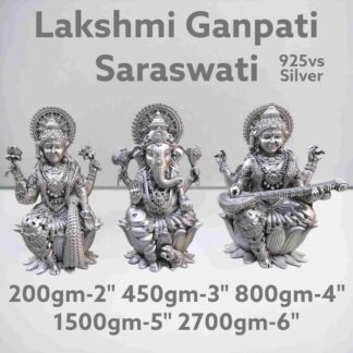 Lakshmi Ganesh Saraswati Idol in Pure Silver 925 Hallmarked