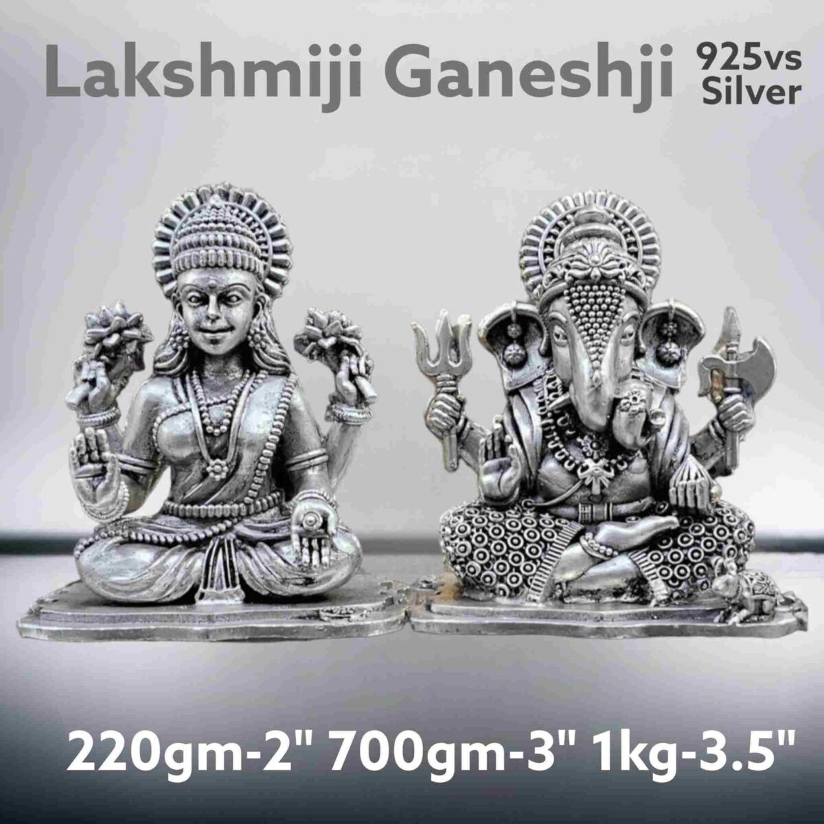 Lakshmi Ganesh Idol in Pure Silver 925 Hallmarked - Image 1