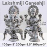 Lakshmiji & Ganeshji Idol Seated on Aashan in Pure Silver 925 Hallmarked